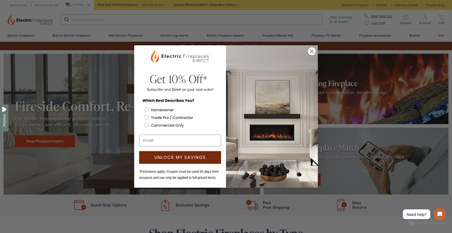 Security scan screenshot of https://electricfireplacesdirect.com