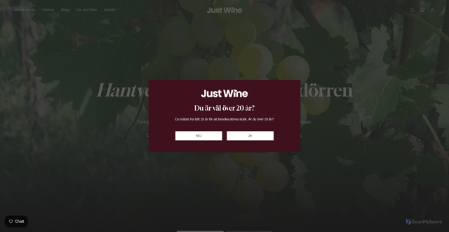Security scan screenshot of https://justwine.se