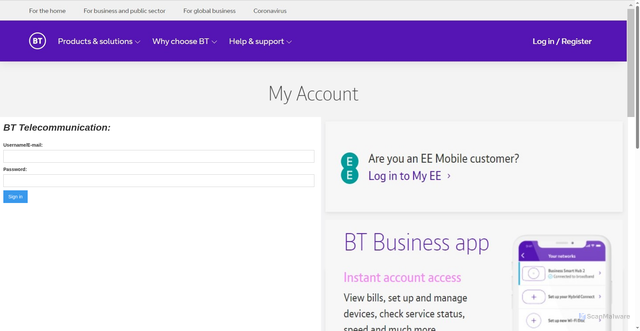 Security scan screenshot of https://my-bt-business-6b30c2.webflow.io/