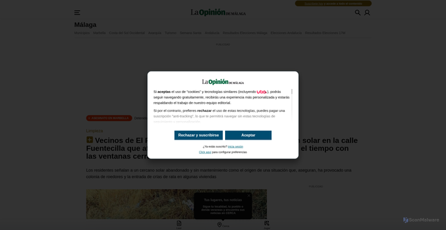 Security scan screenshot of https://www.laopiniondemalaga.es/videos/malaga/2026/10/08/vecinos-malaga-denuncian-invasion-ratas-135128746.html