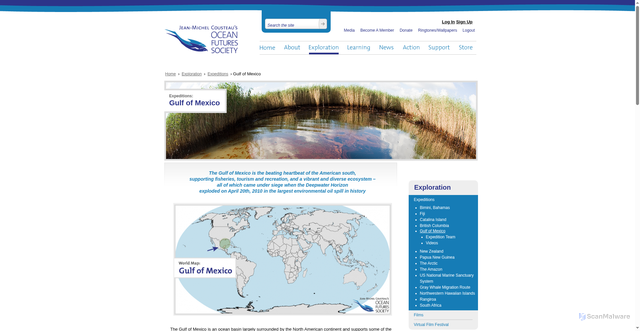 Security scan screenshot of https://www.oceanfutures.org/exploration/expeditions/gulf-mexico