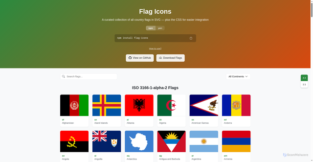Security scan screenshot of https://flagicons.lipis.dev/