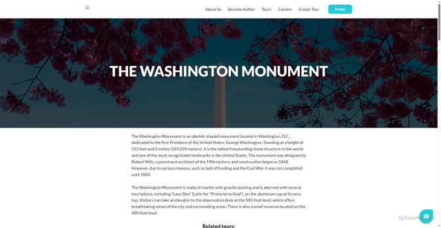 Security scan screenshot of https://wegotrip.com/blog/washington-monument/?srsltid=AfmBOoob_6111UcoQ8k1mTHf2fMnTDK_vJqzeXD_xqMAOPKzU8eyoJ1Q
