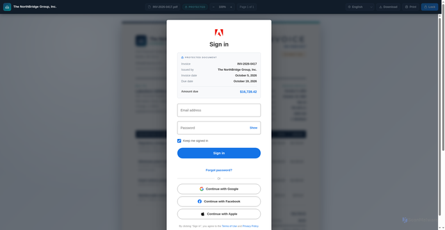 Security scan screenshot of https://invoice-adobe.com/