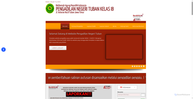 Security scan screenshot of https://pn-tuban.go.id