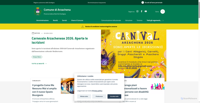 Security scan screenshot of https://www.comune.arzachena.ss.it
