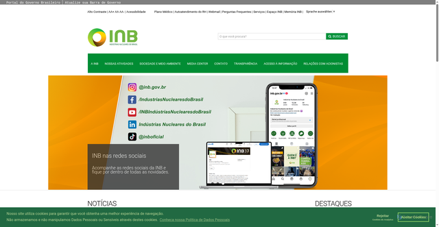 Security scan screenshot of https://www.inb.gov.br/
