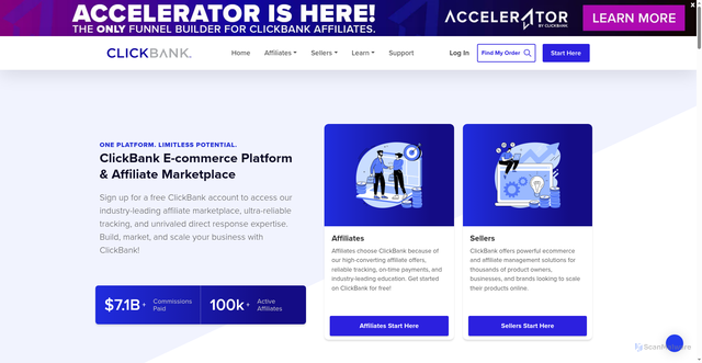 Security scan screenshot of https://clickbank.com