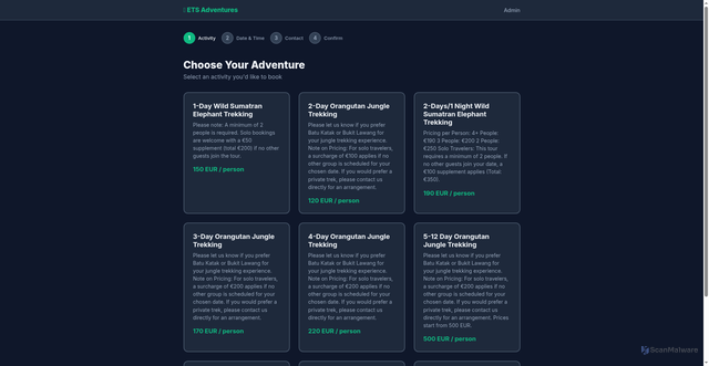 Security scan screenshot of http://bookings.escapetosumatra.com/