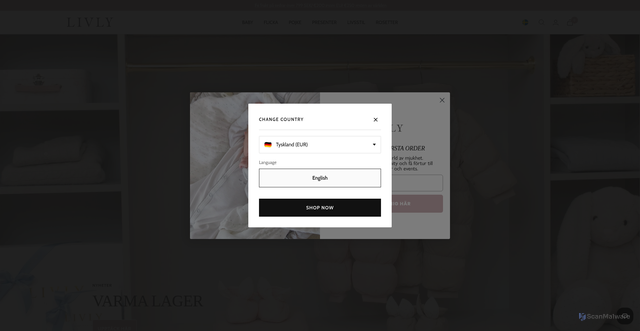 Security scan screenshot of https://livlyclothing.se
