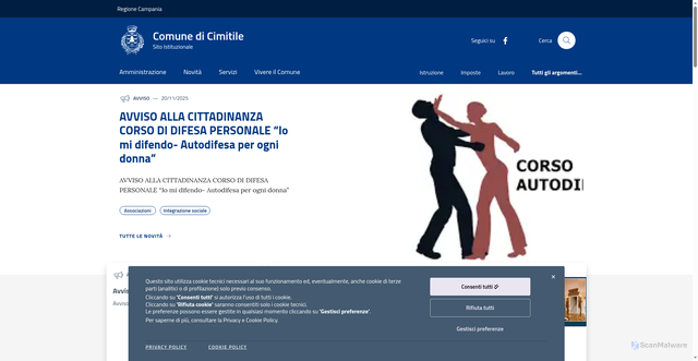 Security scan screenshot of https://www.comune.cimitile.na.it/