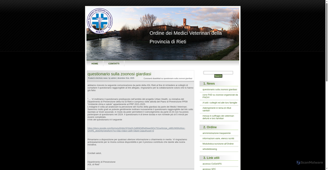 Security scan screenshot of https://www.ordineveterinaririeti.it/