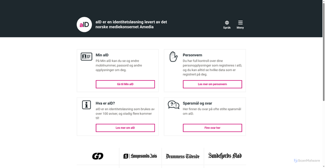 Security scan screenshot of https://aid.no