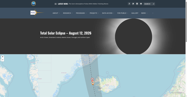 Security scan screenshot of https://nso.edu/for-public/eclipse-map-2026/