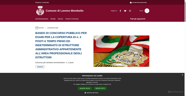 Security scan screenshot of https://www.comune.laveno.va.it