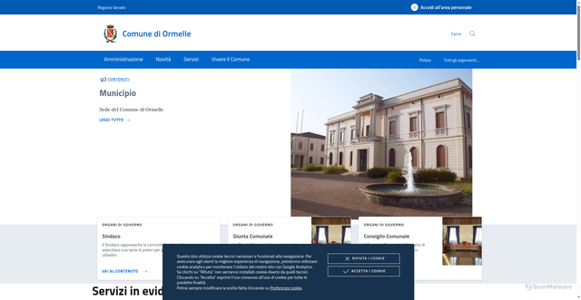 Security scan screenshot of https://www.comune.ormelle.tv.it/