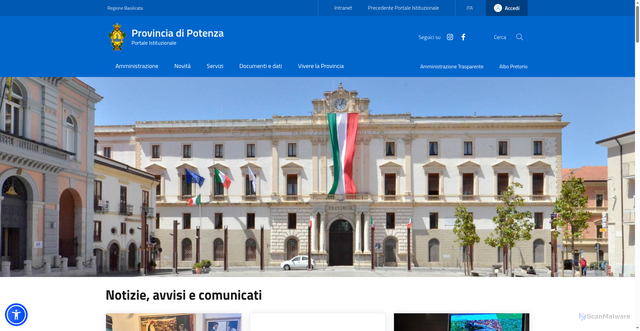 Security scan screenshot of https://www.provincia.potenza.it/