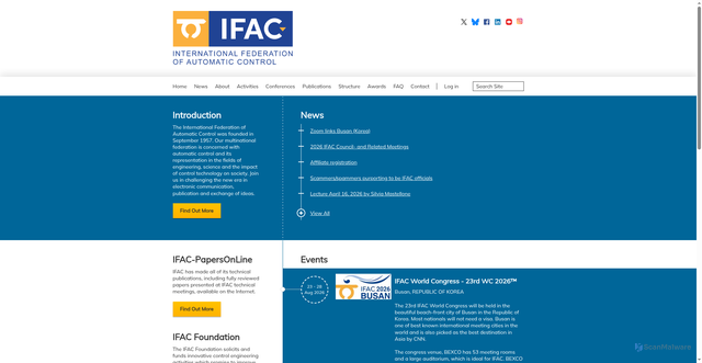 Security scan screenshot of https://ifac-control.org