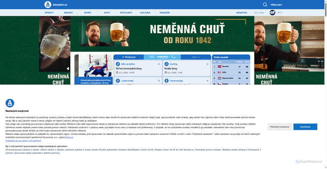 Security scan screenshot of https://aktualne.cz