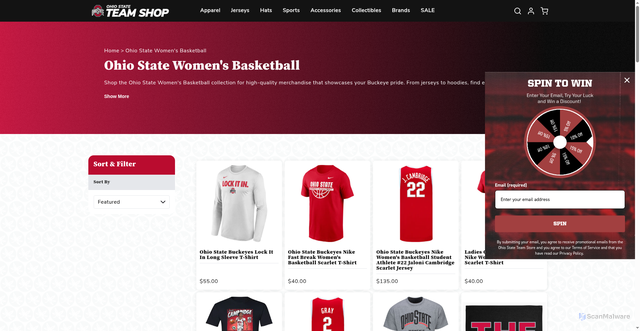 Security scan screenshot of https://gobuckeyes.com/collections/athletics_womens-basketball