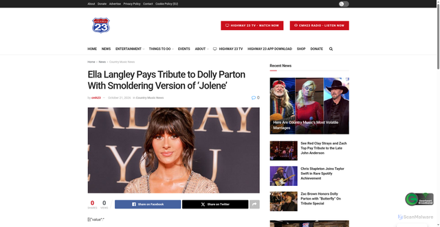 Security scan screenshot of https://cmh23.com/ella-langley-pays-tribute-to-dolly-parton-with-smoldering-version-of-jolene/