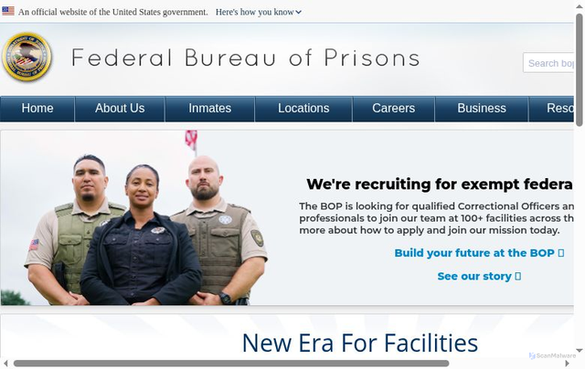 Security scan screenshot of https://www.bop.gov/