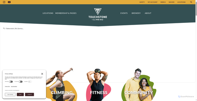 Security scan screenshot of https://touchstoneclimbing.com