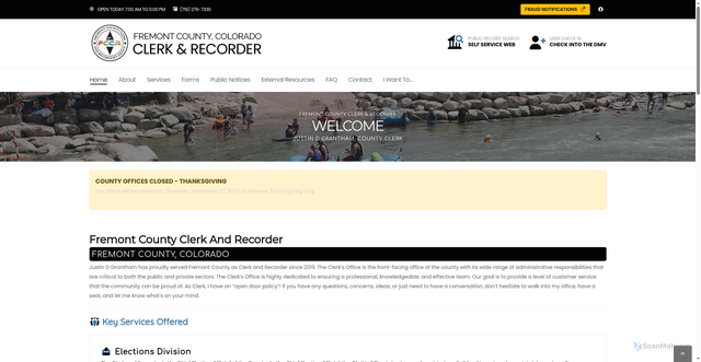 Security scan screenshot of https://www.fremontcountyclerkco.gov/