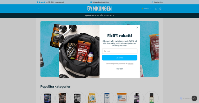 Security scan screenshot of https://gymkungen.se