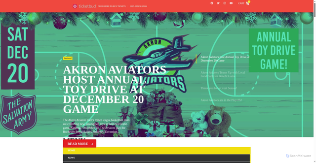 Security scan screenshot of https://akronaviators.com/