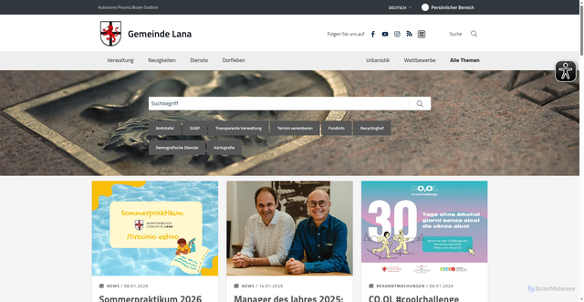 Security scan screenshot of https://www.comune.lana.bz.it/de