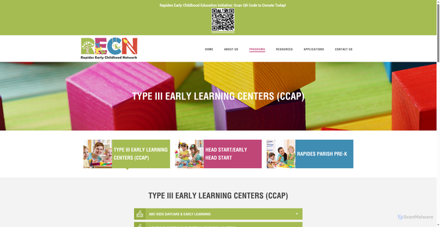 Security scan screenshot of https://www.rapidesearlychildhoodnetwork.com/type-iii-early-learning-center