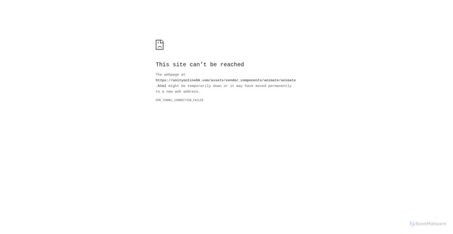 Security scan screenshot of https://unityonlinebk.com/assets/vendor_components/animate/animate.html