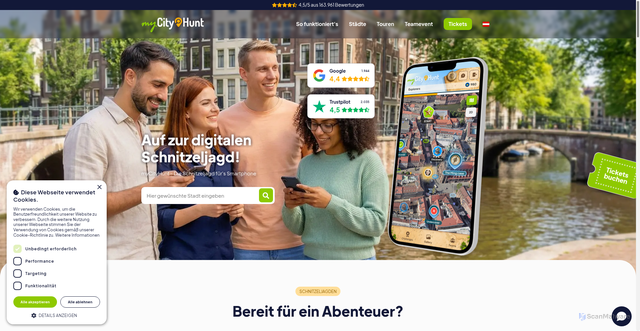 Security scan screenshot of https://www.mycityhunt.at