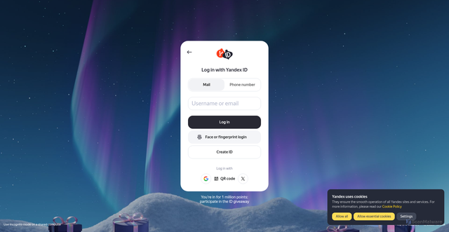 Security scan screenshot of https://passport.yandex.com/passport?mode=auth&retpath=https%3A%2F%2Fmail.yandex.com%2Flite%2Fcompose%3Fto%3Djason4jacob%40yandex.com