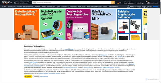 Security scan screenshot of https://www.amazon.de