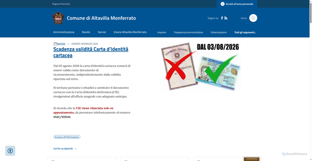 Security scan screenshot of https://www.comune.altavillamonferrato.al.it