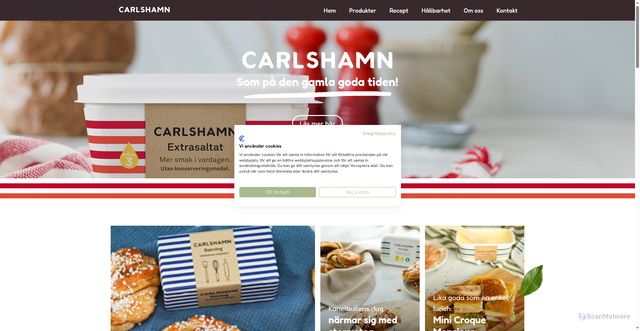 Security scan screenshot of https://carlshamnmejeri.se