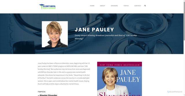 Security scan screenshot of https://celebritymentalhealthspeakers.com/jane-pauley/