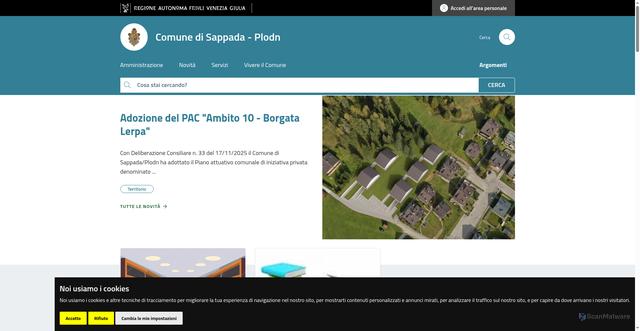 Security scan screenshot of https://www.comune.sappada.ud.it/