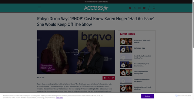 Security scan screenshot of https://www.accessonline.com/videos/robyn-dixon-says-rhop-cast-knew-karen-huger-had-an-issue-she-would-keep-off-the-show
