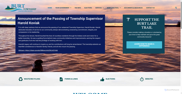 Security scan screenshot of https://burtcheboyganmi.gov/