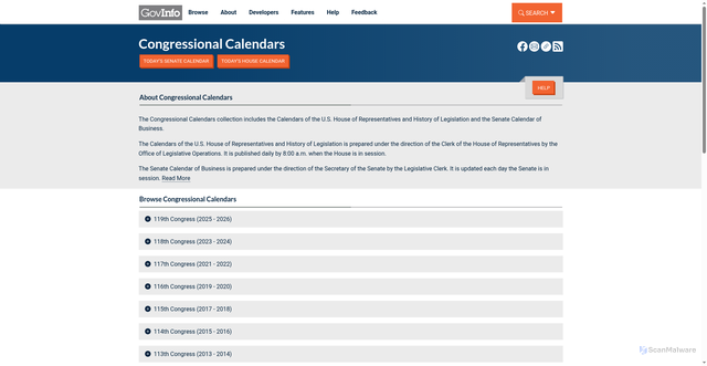 Security scan screenshot of https://www.govinfo.gov/app/collection/ccal