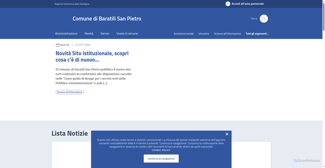 Security scan screenshot of https://comune.baratilisanpietro.or.it/