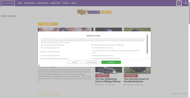 Security scan screenshot of https://www.vikingsnation.com/