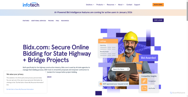 Security scan screenshot of https://bidx.com