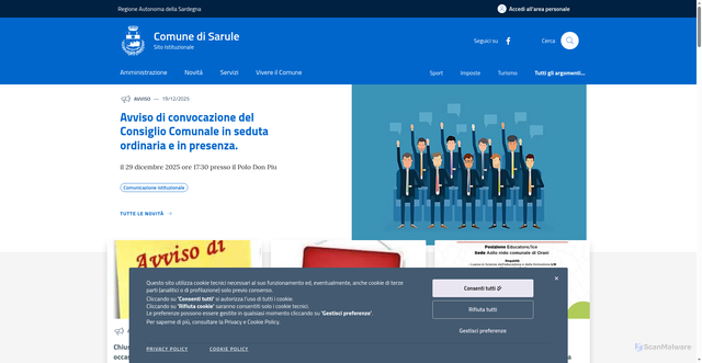 Security scan screenshot of https://comune.sarule.nu.it/