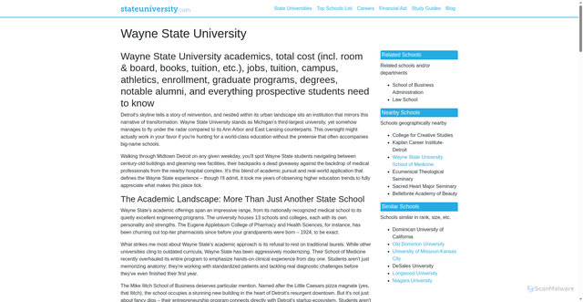 Security scan screenshot of https://wayne.stateuniversity.com/