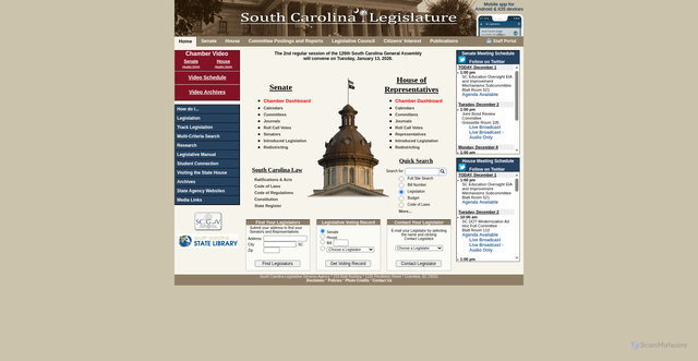 Security scan screenshot of https://www.scstatehouse.gov/