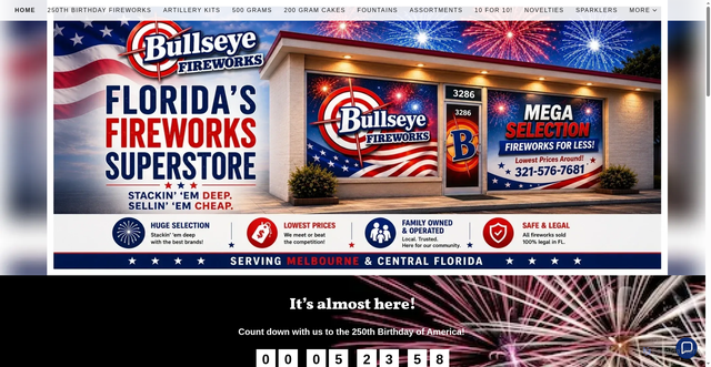 Security scan screenshot of https://bullseyefireworksfl.com/